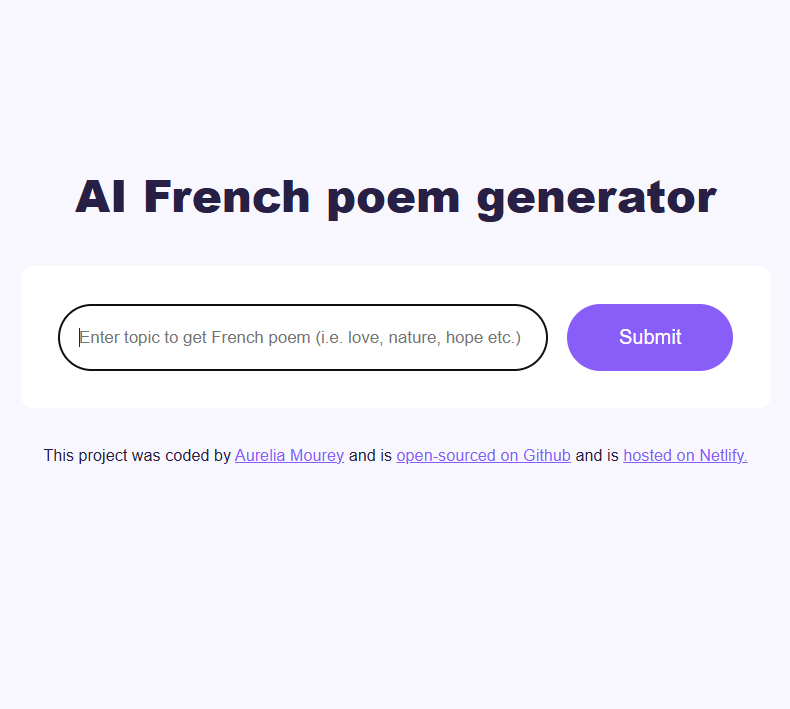 French Poem generator App